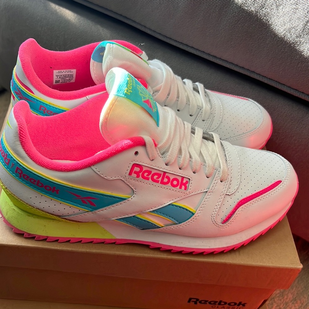 Reebok neon color (size 7 Kids/size 8.5 Womens